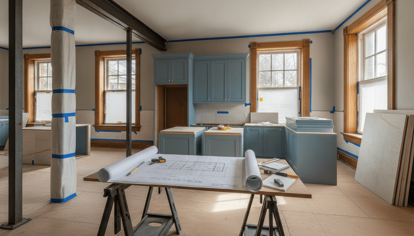 A full-scope renovation underway in a Pittsburgh pre-war home by B2 General Contracting — original a